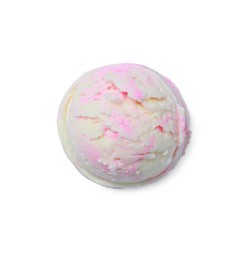 Photo of Scoop of tasty ice cream isolated on white, top view