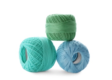 Photo of Color threads on white background